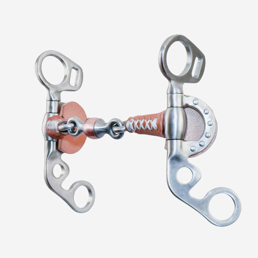 FG Argentine bit with copper rollers and leather covered bars, pinchless